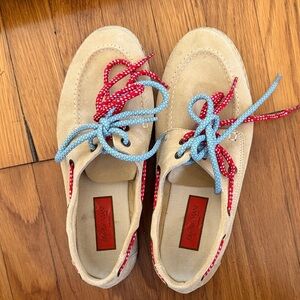 Viani Milano Boat Shoes with Red and Blue paracord laces